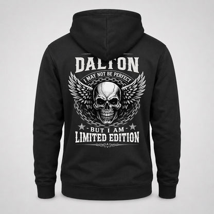 DALTON P01-K24-229 – Personalized Skull Graphic Apparel “I Am NAME I May Not Be Perfect But I Am Limited Edition”