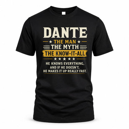 DANTE TM90-K04-125 - NAME Legendary Know-It-All Personalized Funny Shirt