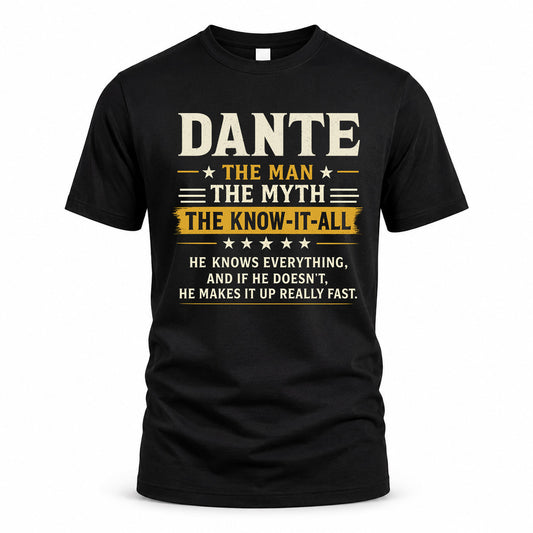DANTE TM90-K04-125 - NAME Legendary Know-It-All Personalized Funny Shirt