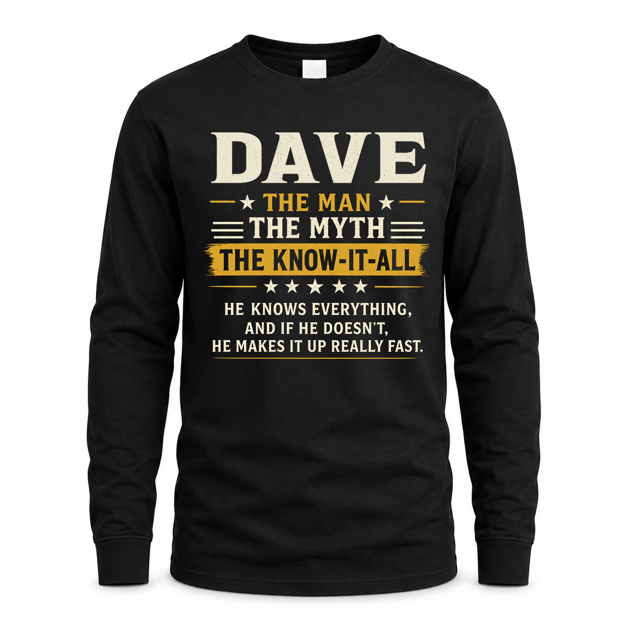 DAVE TM90-K04-125 - NAME Legendary Know-It-All Personalized Funny Shirt
