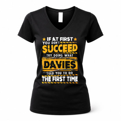 DAVIES TP22-K11-109 - Personalized Funny Quote Apparel “If At First You Don’t Succeed, Try Doing What WANG Told You To Do The First Time”