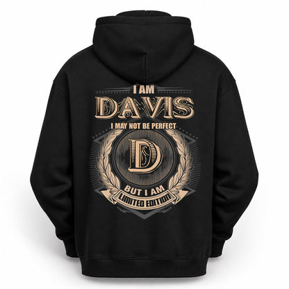 DAVIS PH55-T25-Personalized Name Quote Apparel “I Am NAME May Not Be Perfect But I Am Limited Edition”
