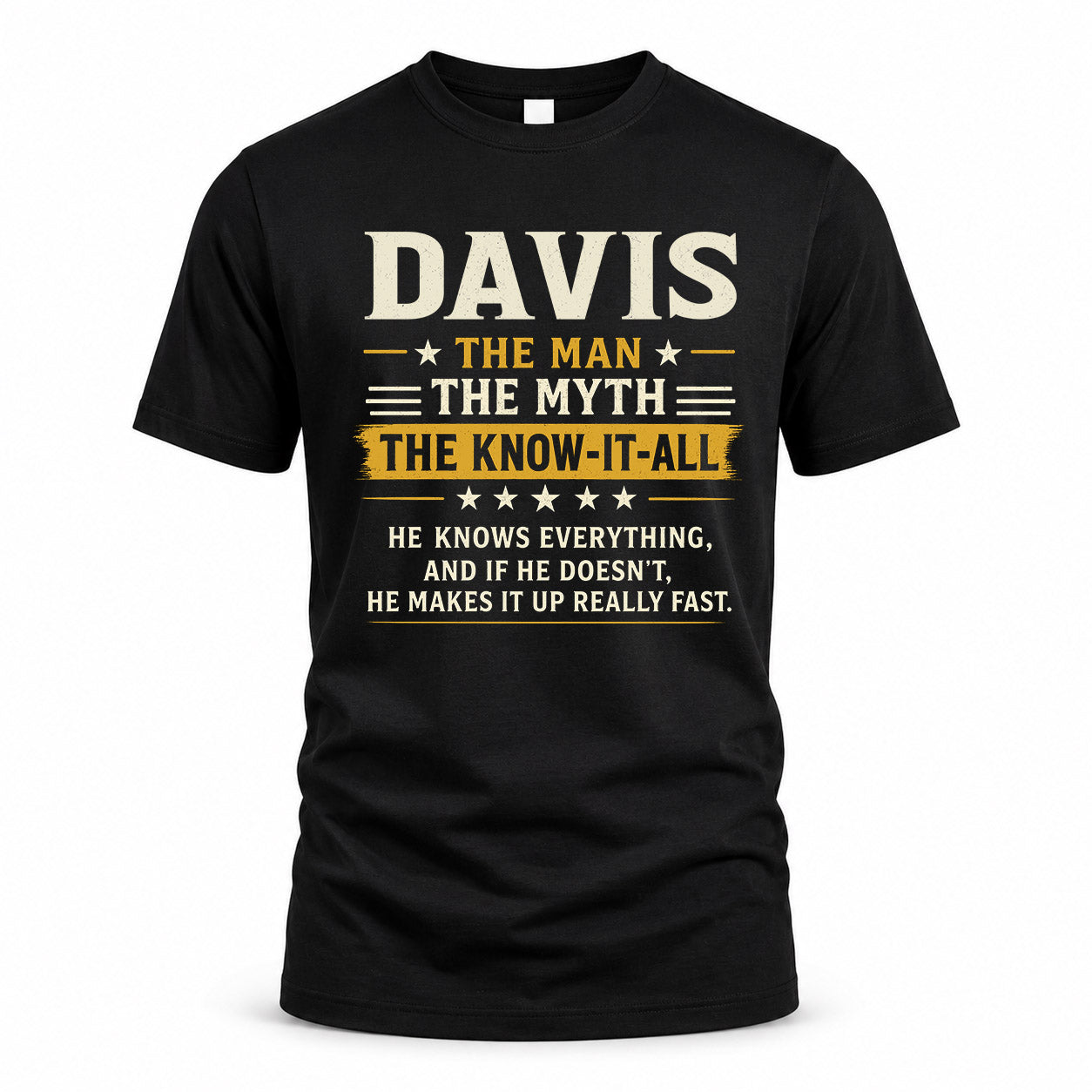 DAVIS TM90-K04-125 - NAME Legendary Know-It-All Personalized Funny Shirt