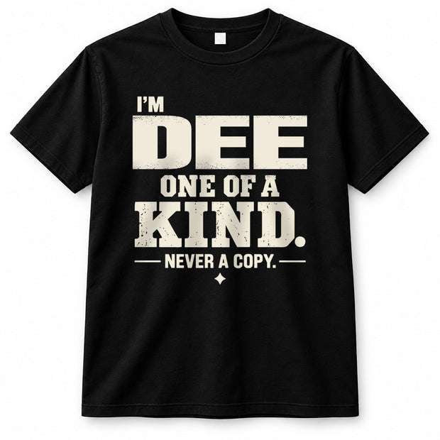 DEE P6-K4-228 Personalized Funny Quote Apparel “I’m NAME – One of a Kind, Never a Copy”