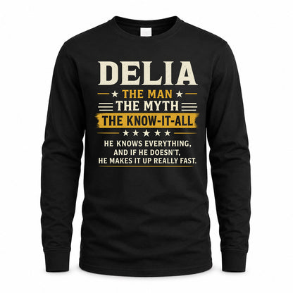 DELIA TM90-K04-125 - NAME Legendary Know-It-All Personalized Funny Shirt