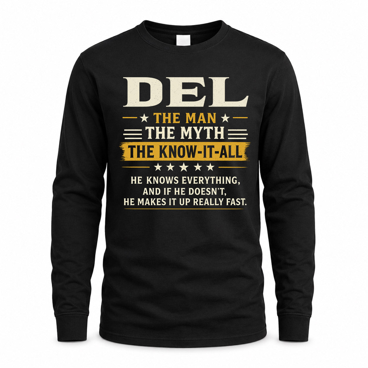 DEL TM90-K04-125 - NAME Legendary Know-It-All Personalized Funny Shirt