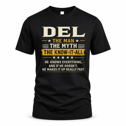 DEL TM90-K04-125 - NAME Legendary Know-It-All Personalized Funny Shirt