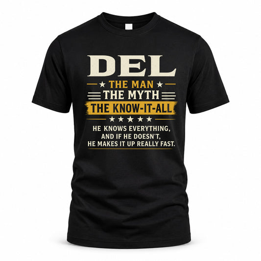 DEL TM90-K04-125 - NAME Legendary Know-It-All Personalized Funny Shirt