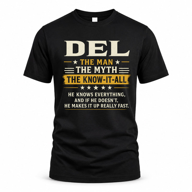 DEL TM90-K04-125 - NAME Legendary Know-It-All Personalized Funny Shirt