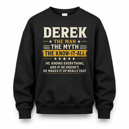 DEREK TM90-K04-125 - NAME Legendary Know-It-All Personalized Funny Shirt