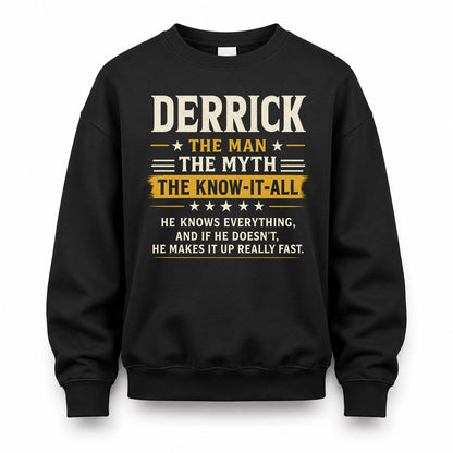 DERRICK TM90-K04-125 - NAME Legendary Know-It-All Personalized Funny Shirt