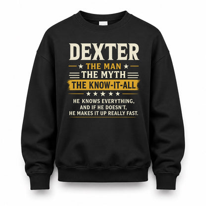 DEXTER TM90-K04-125 - NAME Legendary Know-It-All Personalized Funny Shirt