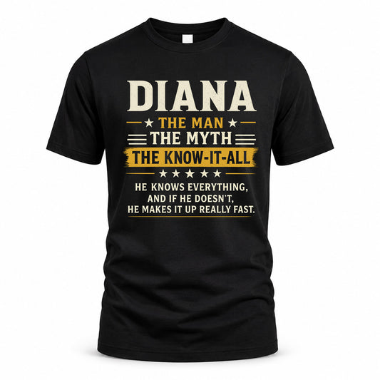 DIANA TM90-K04-125 - NAME Legendary Know-It-All Personalized Funny Shirt