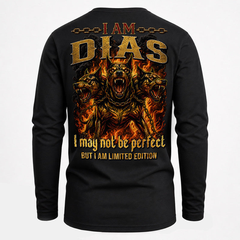 DIAS MP88-F2-168–Personalized Bold Quote Apparel “I Am NAME I May Not Be Perfect But I Am Limited Edition