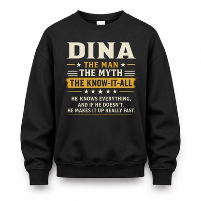 DINA TM90-K04-125 - NAME Legendary Know-It-All Personalized Funny Shirt