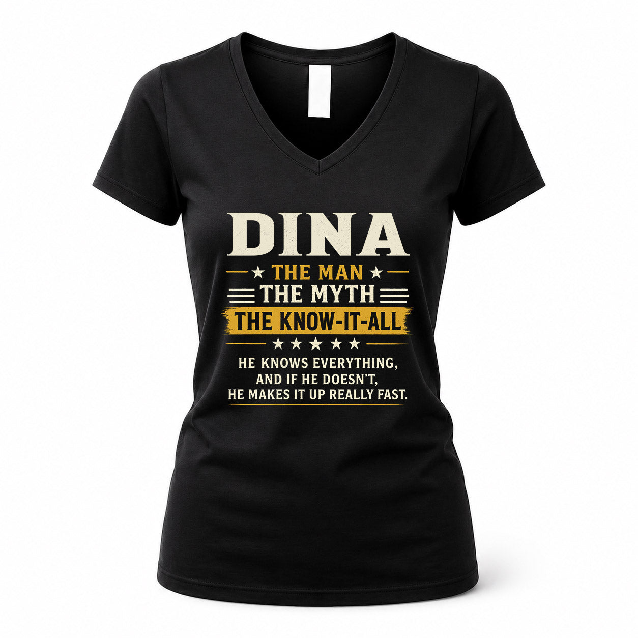 DINA TM90-K04-125 - NAME Legendary Know-It-All Personalized Funny Shirt