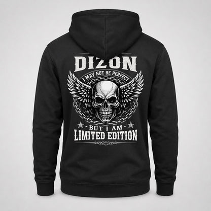 DIZON P01-K24-229 – Personalized Skull Graphic Apparel “I Am NAME I May Not Be Perfect But I Am Limited Edition”