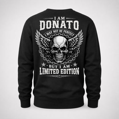 DONATO P01-K24-229 – Personalized Skull Graphic Apparel “I Am NAME I May Not Be Perfect But I Am Limited Edition”