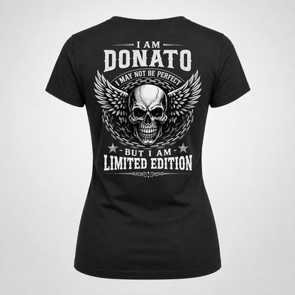 DONATO P01-K24-229 – Personalized Skull Graphic Apparel “I Am NAME I May Not Be Perfect But I Am Limited Edition”