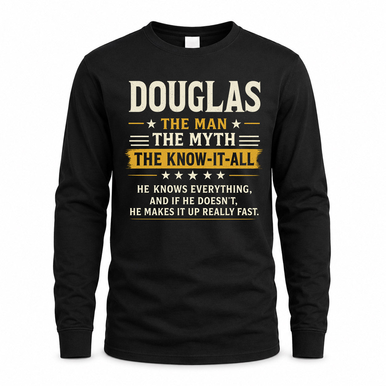 DOUGLAS TM90-K04-125 - NAME Legendary Know-It-All Personalized Funny Shirt