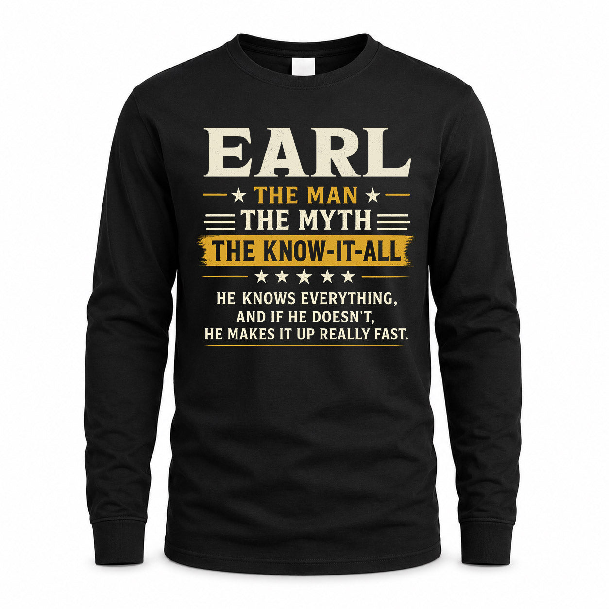 EARL TM90-K04-125 - NAME Legendary Know-It-All Personalized Funny Shirt