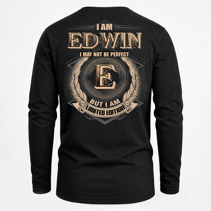 EDWIN PH55-T25-Personalized Name Quote Apparel “I Am NAME May Not Be Perfect But I Am Limited Edition”