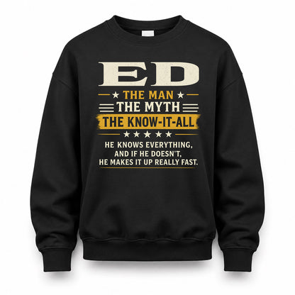 ED TM90-K04-125 - NAME Legendary Know-It-All Personalized Funny Shirt