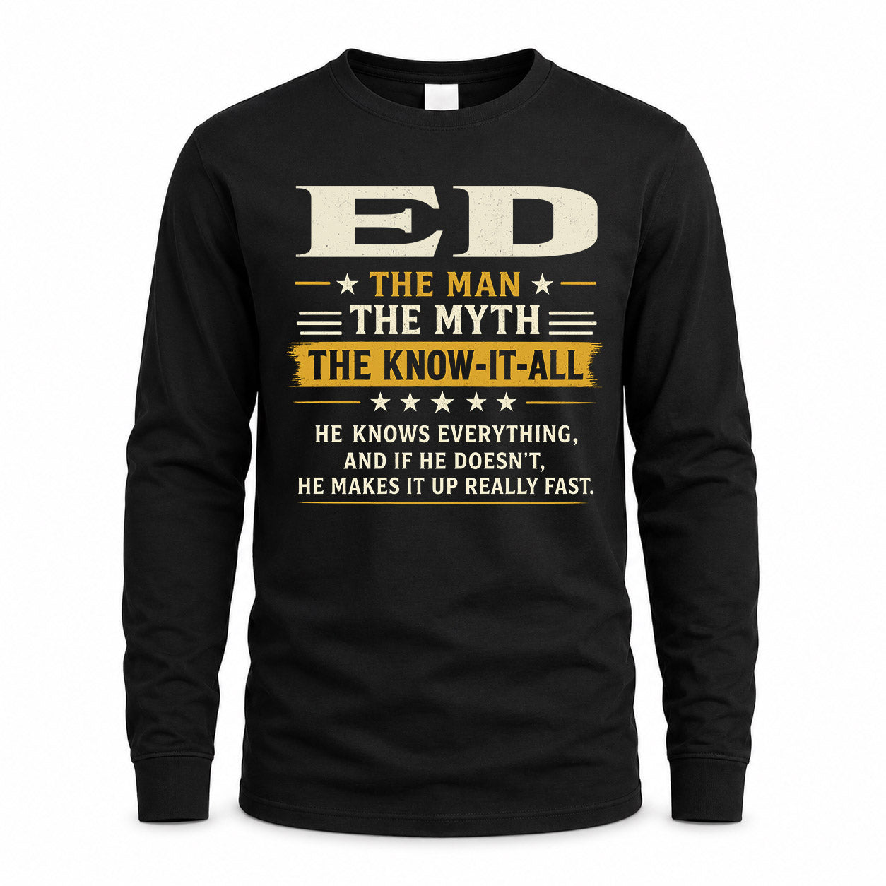 ED TM90-K04-125 - NAME Legendary Know-It-All Personalized Funny Shirt