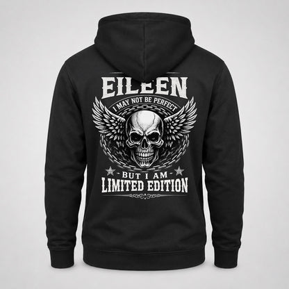 EILEEN P01-K24-229 – Personalized Skull Graphic Apparel “I Am NAME I May Not Be Perfect But I Am Limited Edition”