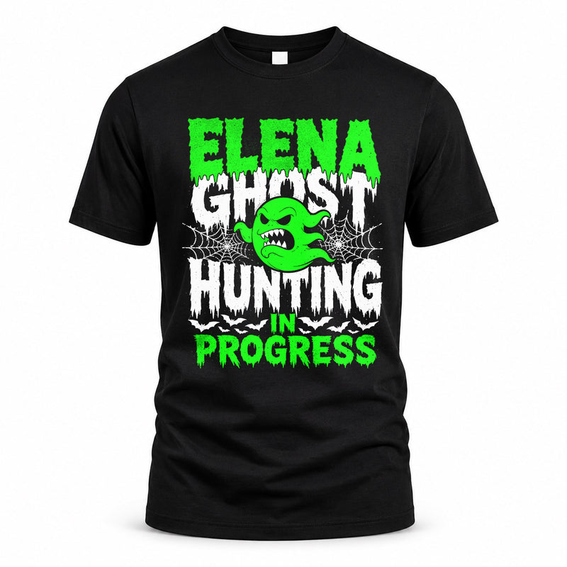 ELENA HW22-K06-109 - NAME Ghost Hunting In Progress Personalized Halloween Shirt
