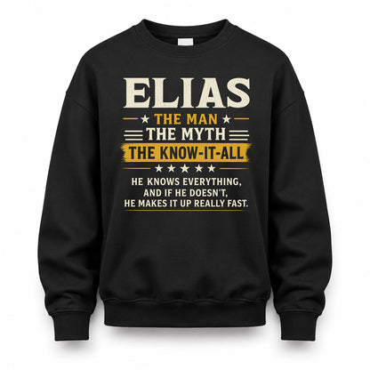 ELIAS TM90-K04-125 - NAME Legendary Know-It-All Personalized Funny Shirt