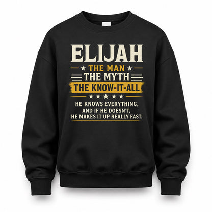 ELIJAH TM90-K04-125 - NAME Legendary Know-It-All Personalized Funny Shirt