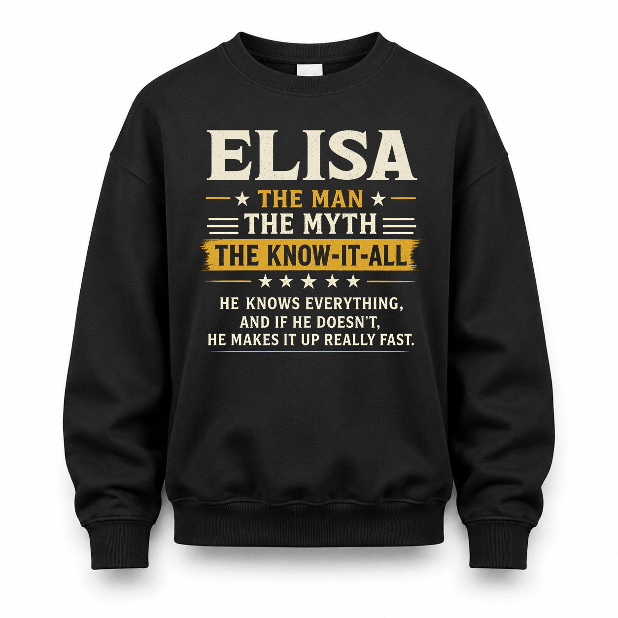 ELISA TM90-K04-125 - NAME Legendary Know-It-All Personalized Funny Shirt