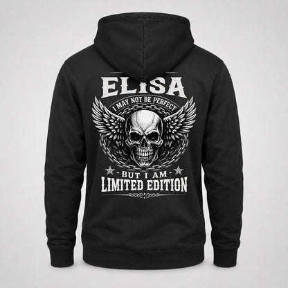 ELISA P01-K24-229 – Personalized Skull Graphic Apparel “I Am NAME I May Not Be Perfect But I Am Limited Edition”