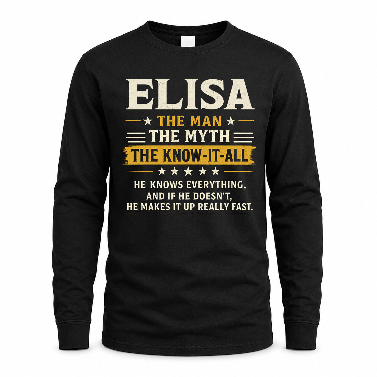 ELISA TM90-K04-125 - NAME Legendary Know-It-All Personalized Funny Shirt