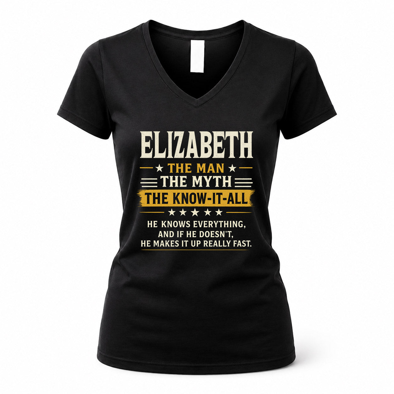 ELIZABETH TM90-K04-125 - NAME Legendary Know-It-All Personalized Funny Shirt