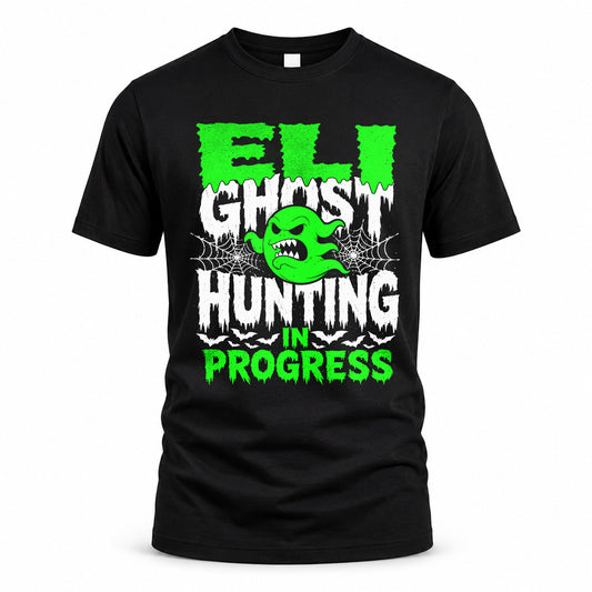 ELI HW22-K06-109 - NAME Ghost Hunting In Progress Personalized Halloween Shirt