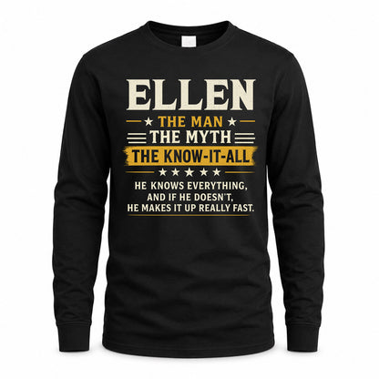 ELLEN TM90-K04-125 - NAME Legendary Know-It-All Personalized Funny Shirt