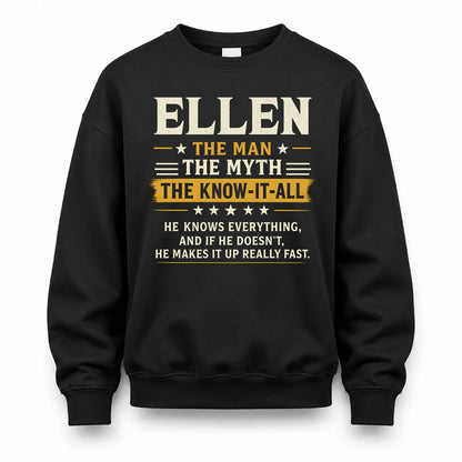 ELLEN TM90-K04-125 - NAME Legendary Know-It-All Personalized Funny Shirt