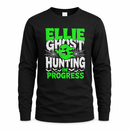 ELLIE HW22-K06-109 - NAME Ghost Hunting In Progress Personalized Halloween Shirt