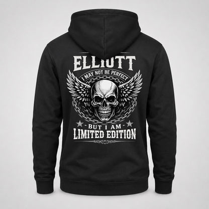 ELLIOTT P01-K24-229 – Personalized Skull Graphic Apparel “I Am NAME I May Not Be Perfect But I Am Limited Edition”