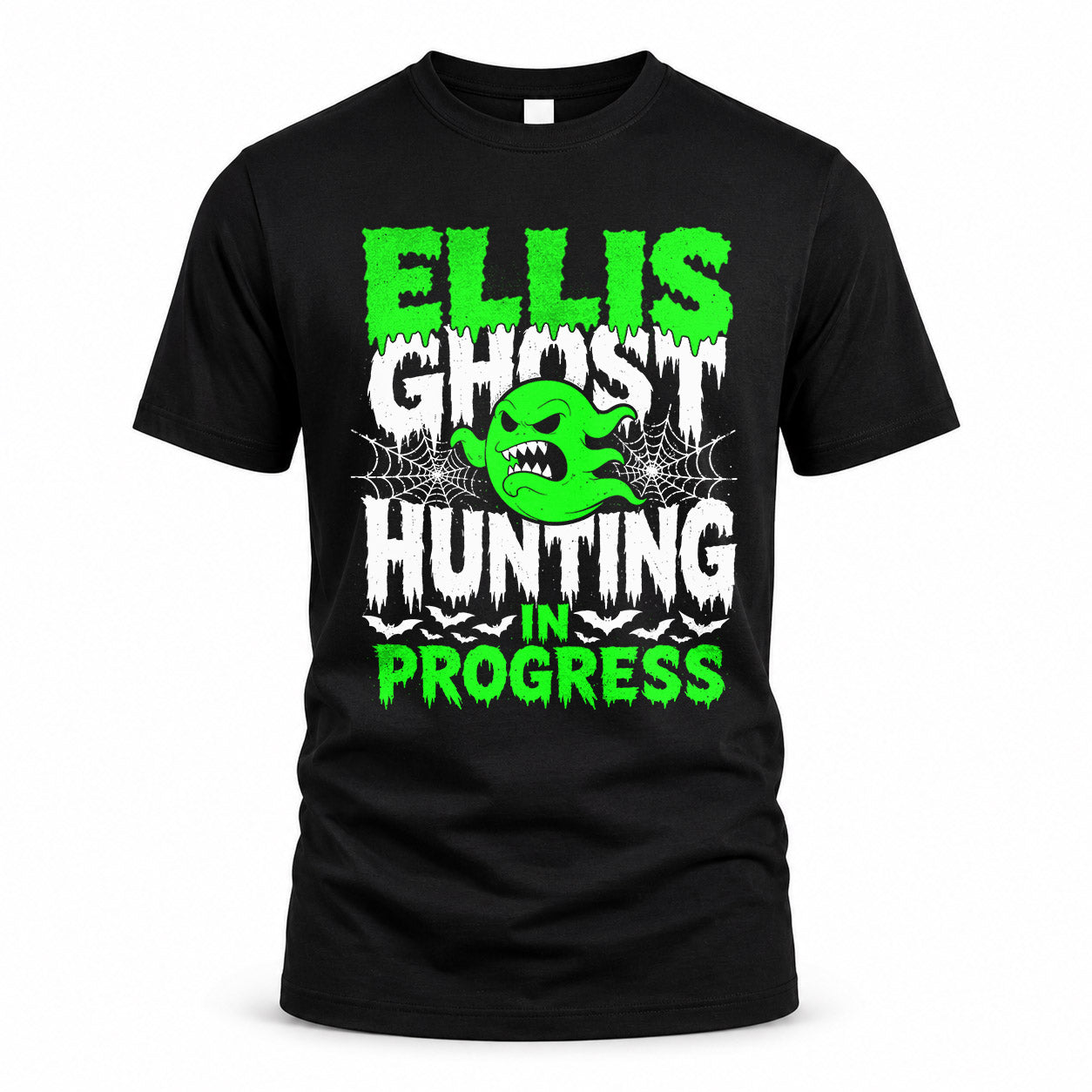 ELLIS HW22-K06-109 - NAME Ghost Hunting In Progress Personalized Halloween Shirt