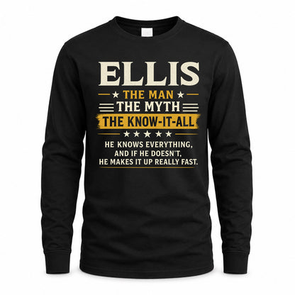 ELLIS TM90-K04-125 - NAME Legendary Know-It-All Personalized Funny Shirt