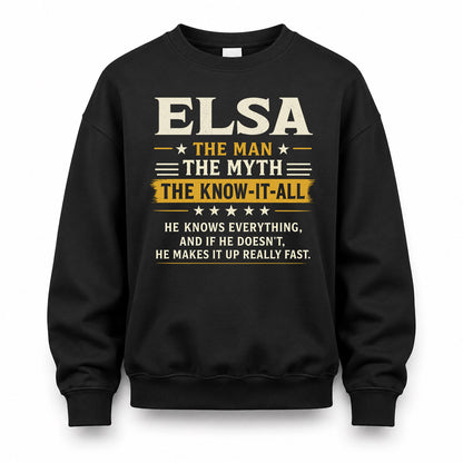 ELSA TM90-K04-125 - NAME Legendary Know-It-All Personalized Funny Shirt