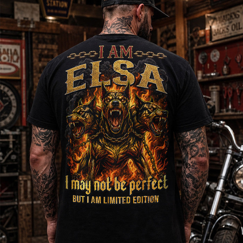 ELSA MP88-F2-168–Personalized Bold Quote Apparel “I Am NAME I May Not Be Perfect But I Am Limited Edition
