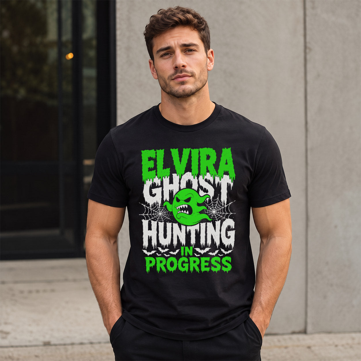 ELVIRA HW22-K06-109 - NAME Ghost Hunting In Progress Personalized Halloween Shirt