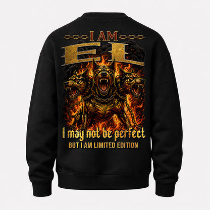 EL MP88-F2-168–Personalized Bold Quote Apparel “I Am NAME I May Not Be Perfect But I Am Limited Edition
