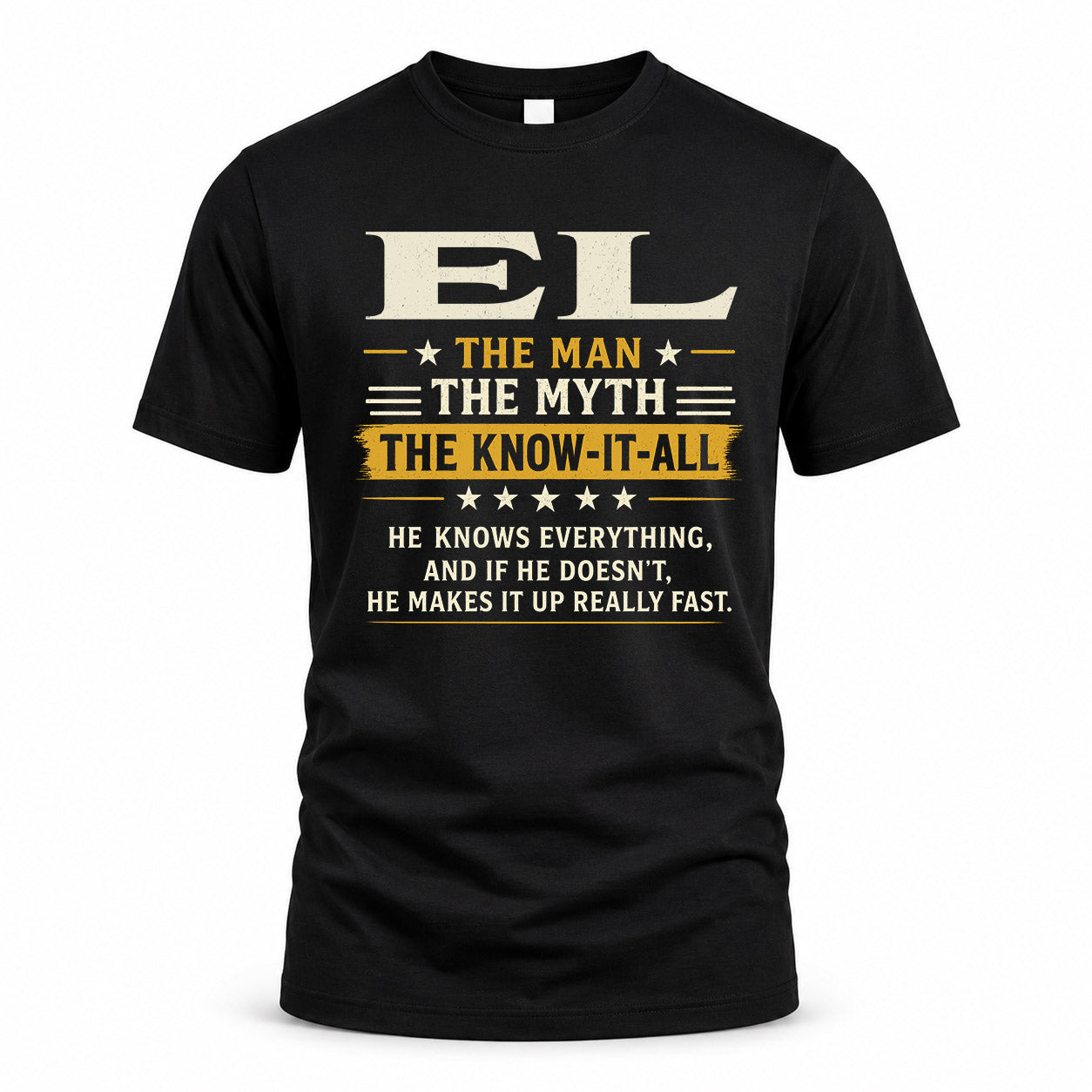 EL TM90-K04-125 - NAME Legendary Know-It-All Personalized Funny Shirt