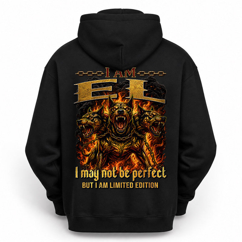 EL MP88-F2-168–Personalized Bold Quote Apparel “I Am NAME I May Not Be Perfect But I Am Limited Edition