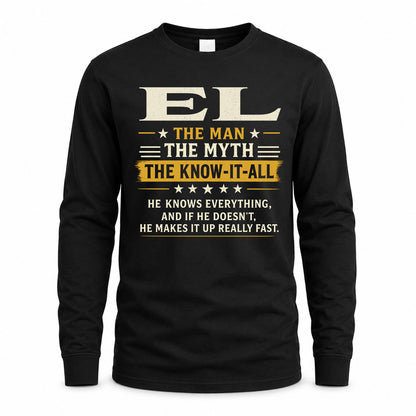 EL TM90-K04-125 - NAME Legendary Know-It-All Personalized Funny Shirt